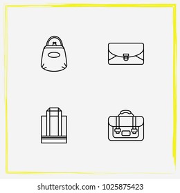 Bags line icon set briefcase, shopper and clutch