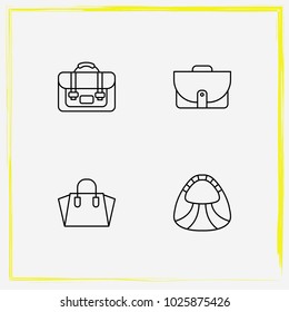 Bags line icon set briefcase, women bag and sathel