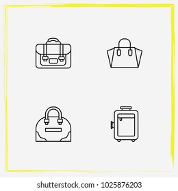 Bags line icon set briefcase, women bag and suitcase