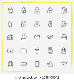 Bags line icon set crossbody, sathel and satchel