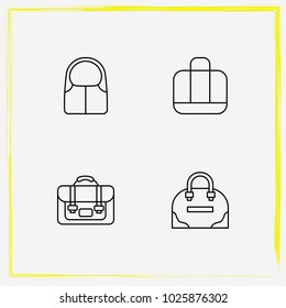 Bags line icon set duffle bag, briefcase and tote
