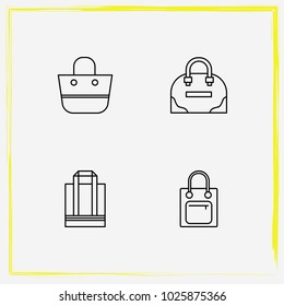 Bags line icon set handheld, tote and shopper bag