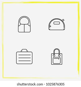 Bags line icon set handheld, satchel and shoulder bag