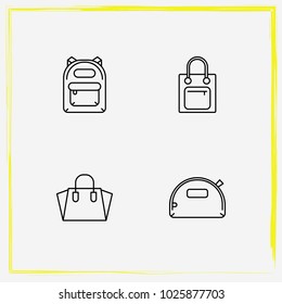 Bags line icon set handheld, make-up bag and backpack