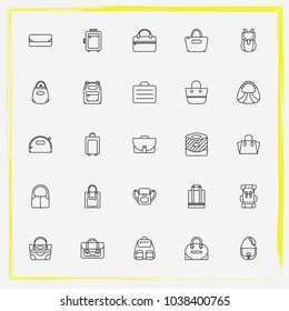 Bags line icon set handheld, shopper bag