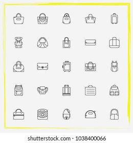 Bags line icon set make-up bag, tote and handheld