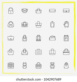 Bags line icon set make-up bag, briefcase and clutch
