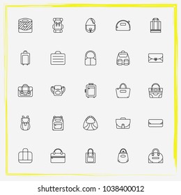 Bags line icon set satchel, briefcase and handheld