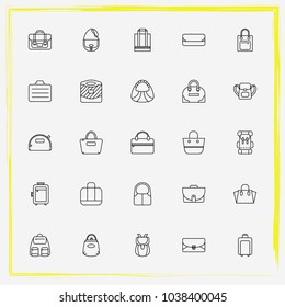 Bags line icon set satchel, women bag and duffle bag