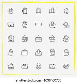 Bags line icon set satchel, handheld and shopper