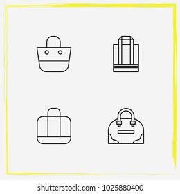 Bags line icon set shopper bag, tote and shopper