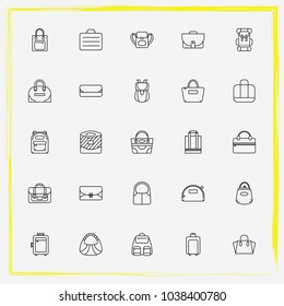 Bags line icon set shopper, satchel and tote