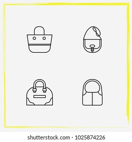 Bags line icon set shoulder bag, crossbody and tote
