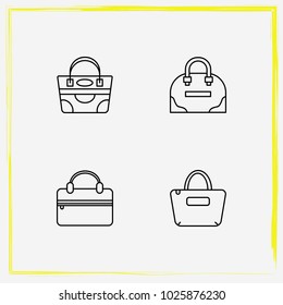 Bags line icon set tote, shopper and travel bag