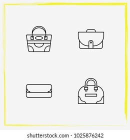 Bags line icon set tote, clutch and women bag