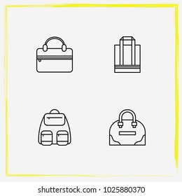 Bags line icon set tote, shopper and travel bag