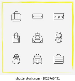 Bags line icon set tote, satchel and backpack