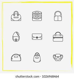 Bags line icon set tote, shoulder bag and crossbody