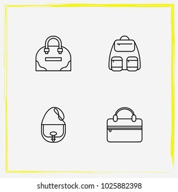 Bags line icon set travel bag, crossbody and tote