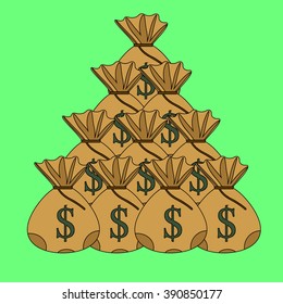 bags with lots of money financial pyramid