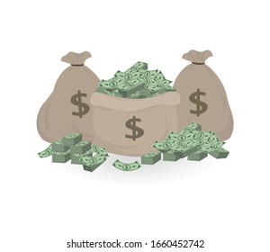 Bags of money. Business concept. Vector illustration.