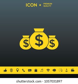 Bags of money icon with dollar symbol