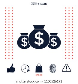 Bags of money icon with dollar symbol