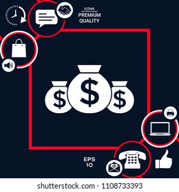 Bags of money icon with dollar symbol