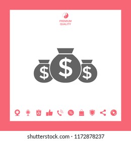 Bags of money icon with dollar symbol