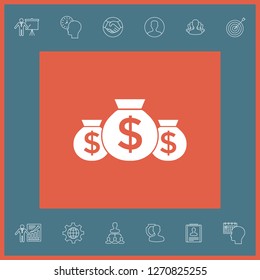 Bags of money icon with dollar symbol. Graphic elements for your design
