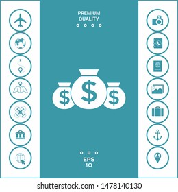 Bags of money icon with dollar symbol. Graphic elements for your design