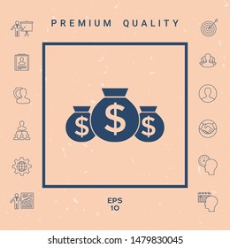 Bags of money icon with dollar symbol. Graphic elements for your design