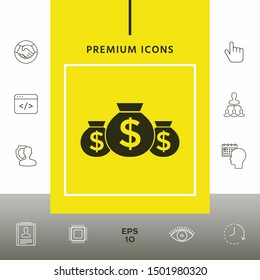 Bags of money icon with dollar symbol. Graphic elements for your design