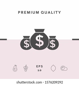 Bags of money icon with dollar symbol. Graphic elements for your design