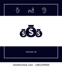 Bags of money icon with dollar symbol. Graphic elements for your design