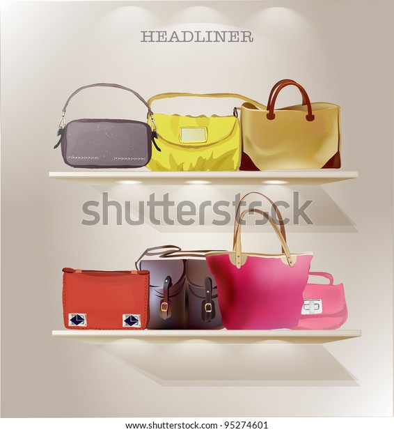Bags On Store Shelves Stock Vector (Royalty Free) 95274601