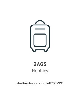 Bags outline vector icon. Thin line black bags icon, flat vector simple element illustration from editable hobbies concept isolated stroke on white background