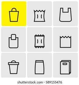 Bags and packs line icons