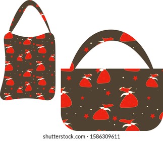 Bags.On the bags pattern of Christmas decorations, Red Santa Claus bag.Print, posters, leaflets cafes, restaurants, party invitations, greeting cards, headlines, website.

