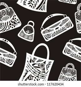 Bags pattern seamless background vector illustration black white