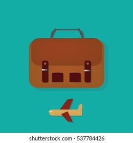 Bags and plane Colored Vector Icon