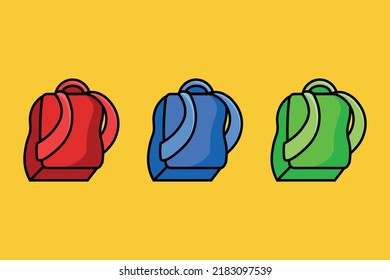 Bags for preparation for school, red, green, blue