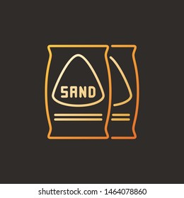 Bags with Sand vector colored outline icon or symbol on dark background