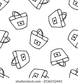 Bags seamless pattern doodle vector on white background