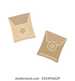 Bags of seeds, gardening. Vector illustration of garden element. Flat style.