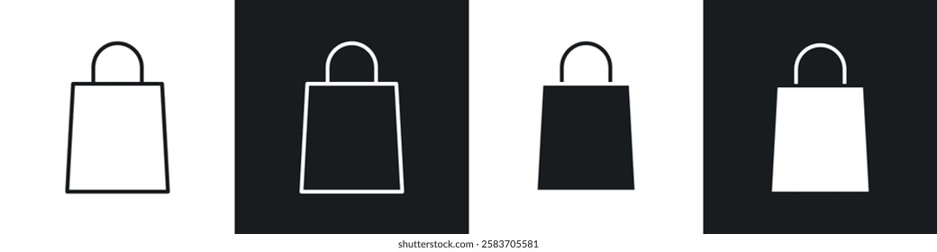 Bags Shopping icons collection in black and white filled and line versions