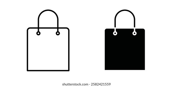 Bags Shopping icons pack vectors in black flat and strokes