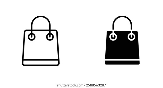 Bags Shopping vectors icons set in filled and strokes on white background