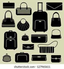 Bags and suitcases icons set