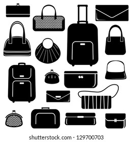 Bags and suitcases icons set